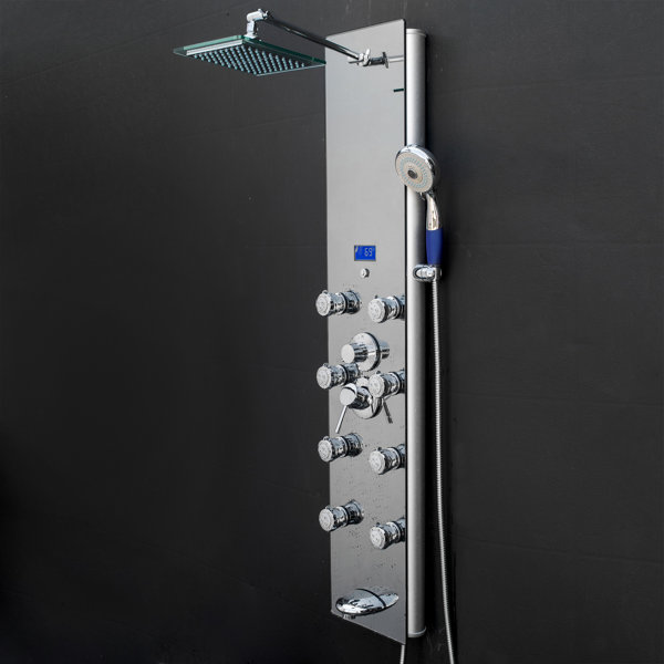 AKDY Panneau de douche à jet de pluie de 51,25 po avec pomme de douche